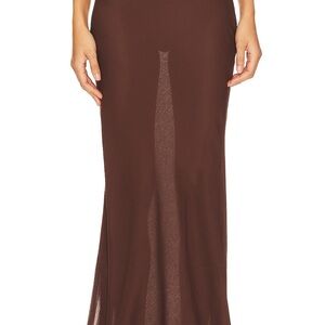 Revolve x LIONESS Semi-sheer Brown Maxi Skirt